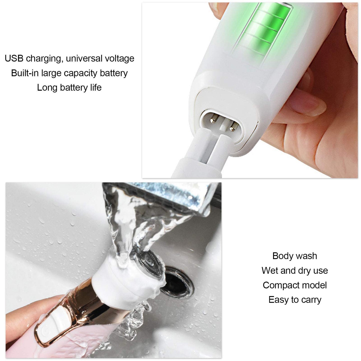 USB Rechargeable Electric Epilator, 5 in 1 Painless Body Remover, Female Hair Removal Machine, with Multifunctional Shaving Head for Legs Underarms Beauty and Personal Care Brrnoo