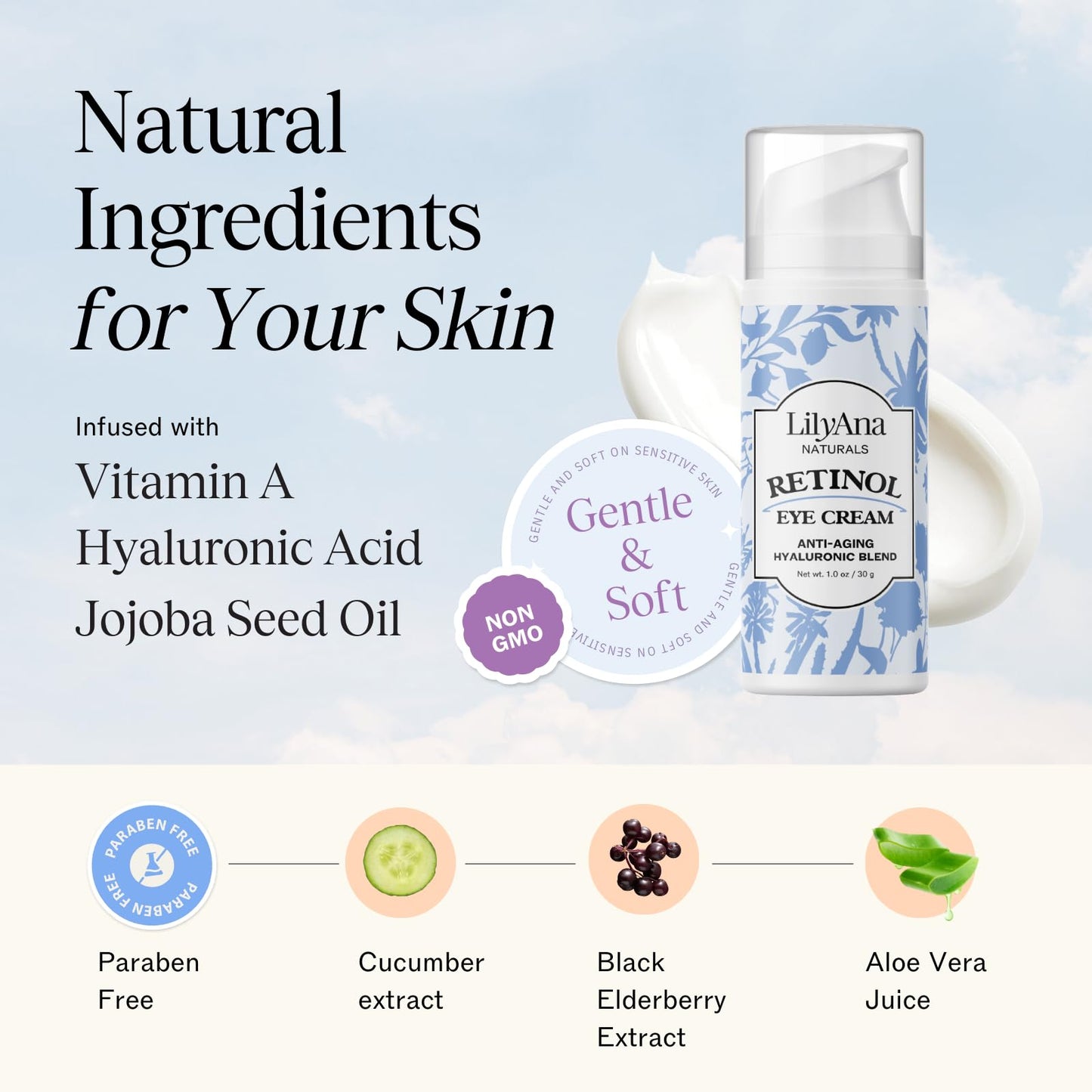 LilyAna Naturals Eye Cream - Eye Cream for Dark Circles and Puffiness, Under Eye Cream, Anti Aging Eye Cream Reduce Fine Lines and Wrinkles (1.0 Beauty & Personal Care LilyAna Naturals