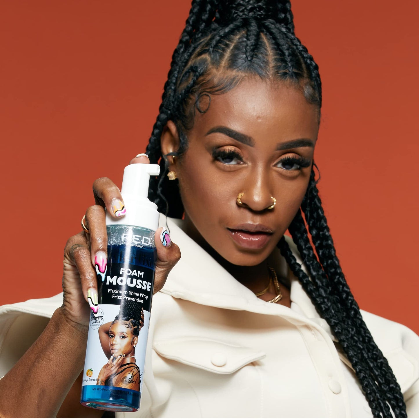 Red by Kiss Foaming Mousse, Maximum Shine Wrap Mousse, Reduce & Prevent Frizz, Define Curls, Hold Styles, Nourishes Dry and Crips Hair, Enriched Beauty & Personal Care Red by Kiss