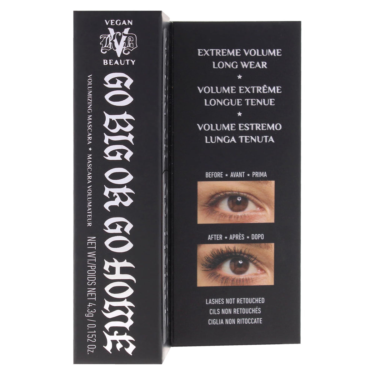 KVD Mini Go Big or Go Home Mascara - Trooper Black - Satin Black, Extreme Vegan Volume, Smooth Glide, Ultra?Black Long?Wear Formula, Fluffy Full Lash