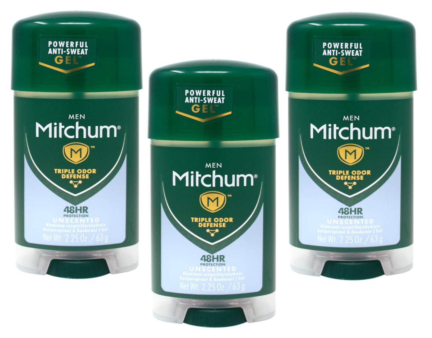 Mitchum Clear Gel Anti-Perspirant & Deodorant, Unscented for Men, 2.25 Oz (3 Pack) Beauty and Personal Care Mitchum
