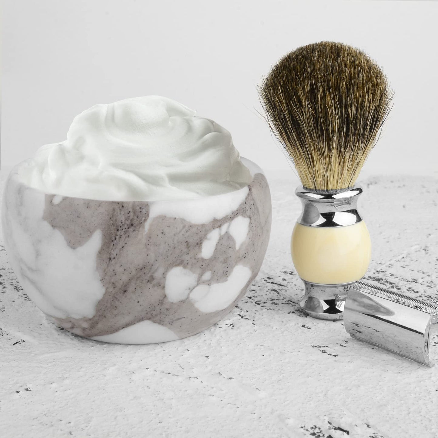 Linkidea Marble Shaving Bowl, Modern Marble Shaving Cream Cup, Large Capacity, 4" x 2" (10cm x 6.5cm), Shave Soap Bowl Beauty and Personal Care Linkidea