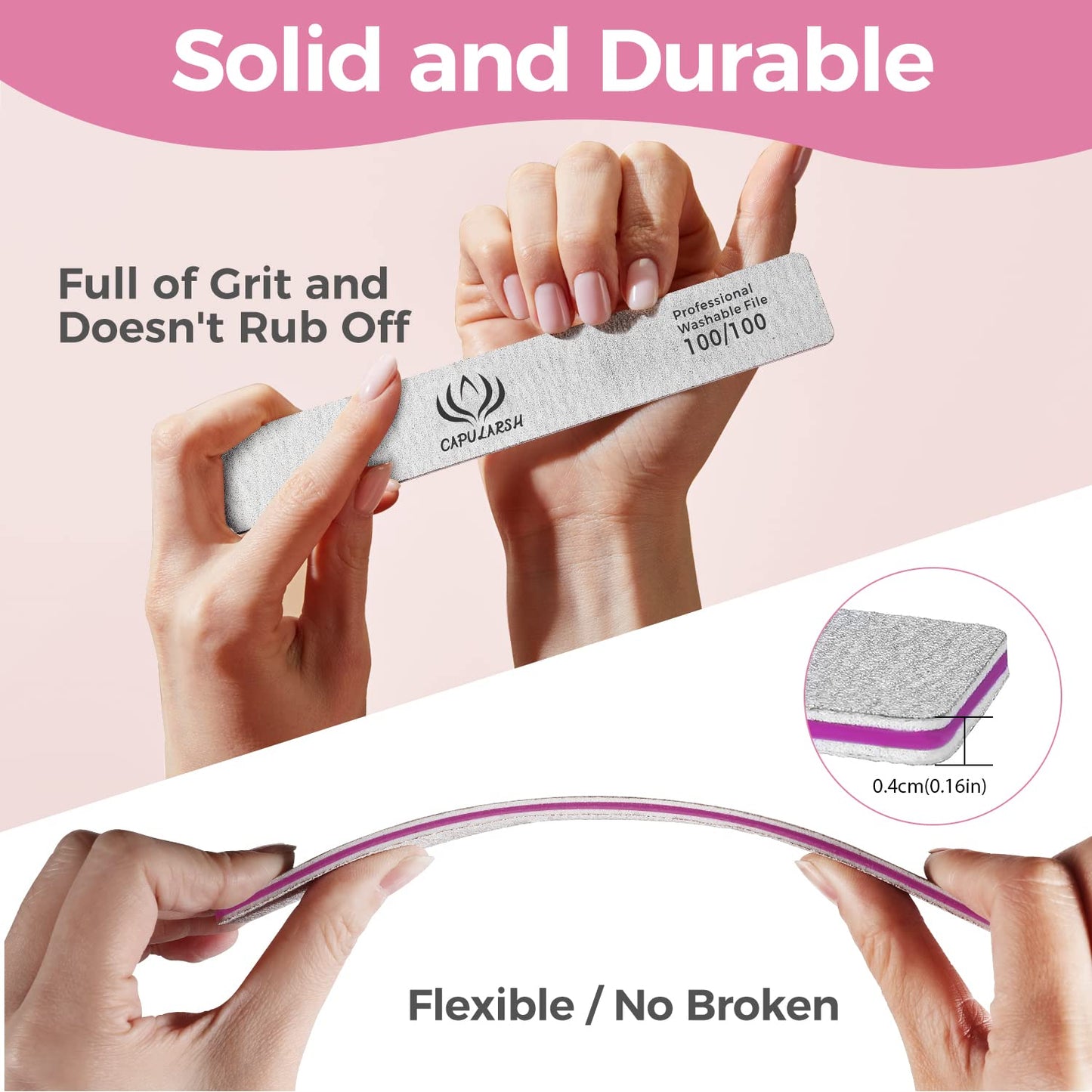 18pcs Nail File for Acrylic Nails - Capularsh 100/180 Grit Professional Double Side Emery Boards, Reusable Coarse Nail File for Acrylic Gel Dip False Beauty & Personal Care Capularsh