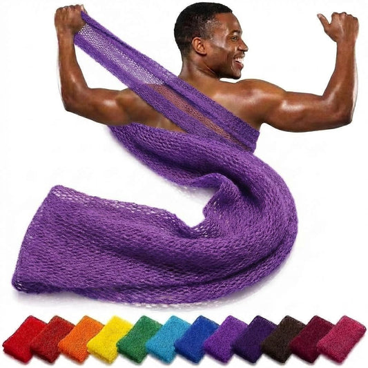 African net Sponge Authentic with Knots, Real, Long, exfoliating net Sponge with 12 Colors for Sale Made for Both Men and Women as a Hygiene Essential Beauty and Personal Care AFRICANA BEAUTY
