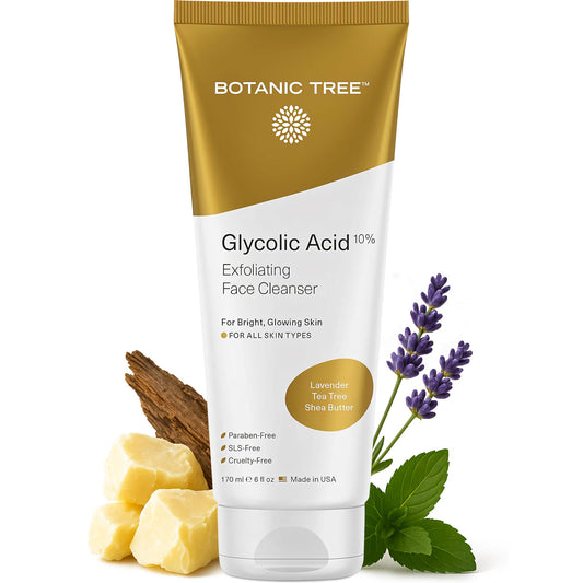 Botanic Tree Glycolic Acid Face Wash - Facial Cleanser and Scrub - 10% Glycolic Acid, AHA - Salicylic Cleanser - 6 fl. oz Beauty and Personal Care Botanic Tree Default Title