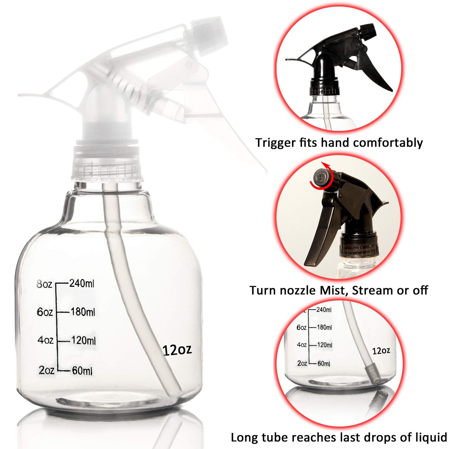 Youngever 6 Pack Empty Plastic Spray Bottles, Spray Bottles for Hair and Cleaning Solutions (12 Ounce) Beauty & Personal Care Youngever