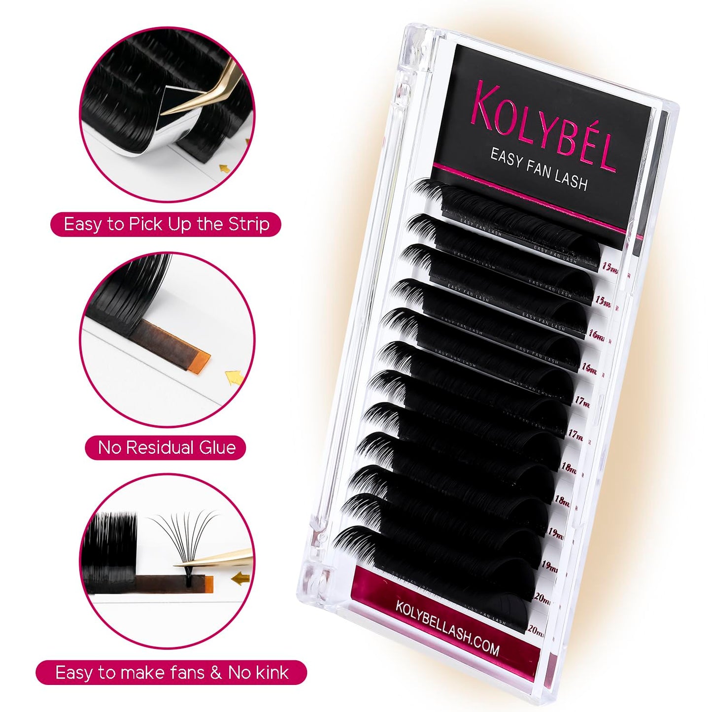 KOLYBEL Eyelash Extensions Easy Fan Lashes 0.07 Thickness CC Curl 16mm Single Length Auto Blooming Lash Extension Volume Lashes Lasting Self Fanning Beauty & Personal Care Kolybel