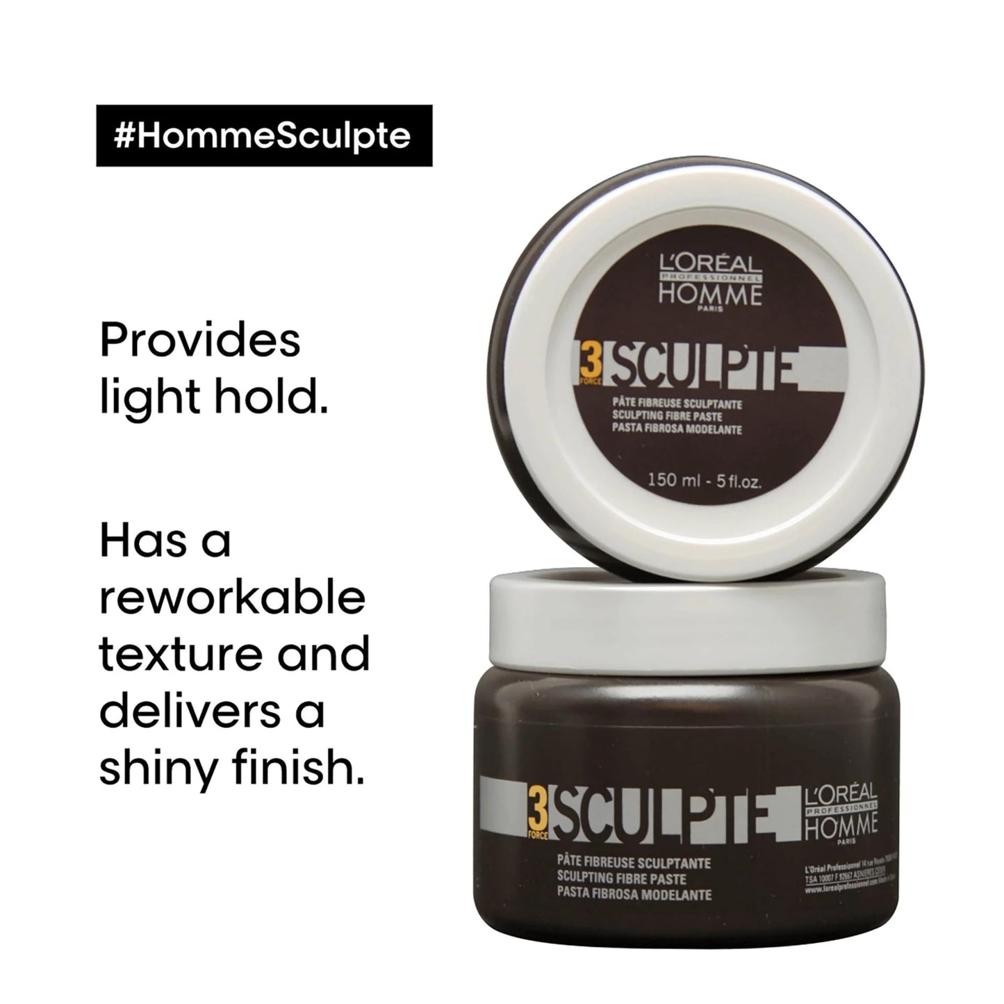 L'Oréal Professionnel Paris Men’s Sculpting Paste - Provides Light and Flexible Hold, Shiny Finish, For All Hair Types Beauty & Personal Care L'Oréal Professionnel Paris