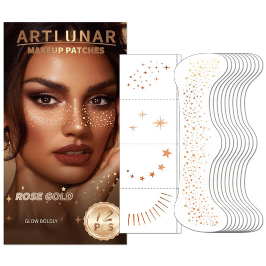 Artlunar 12Pcs Face Glitter Makeup Patches, Glitter Makeup Accessories for Women & Girls, Perfect for Music Festivals, Easter, Concerts, Parties Beauty & Personal Care Artlunar