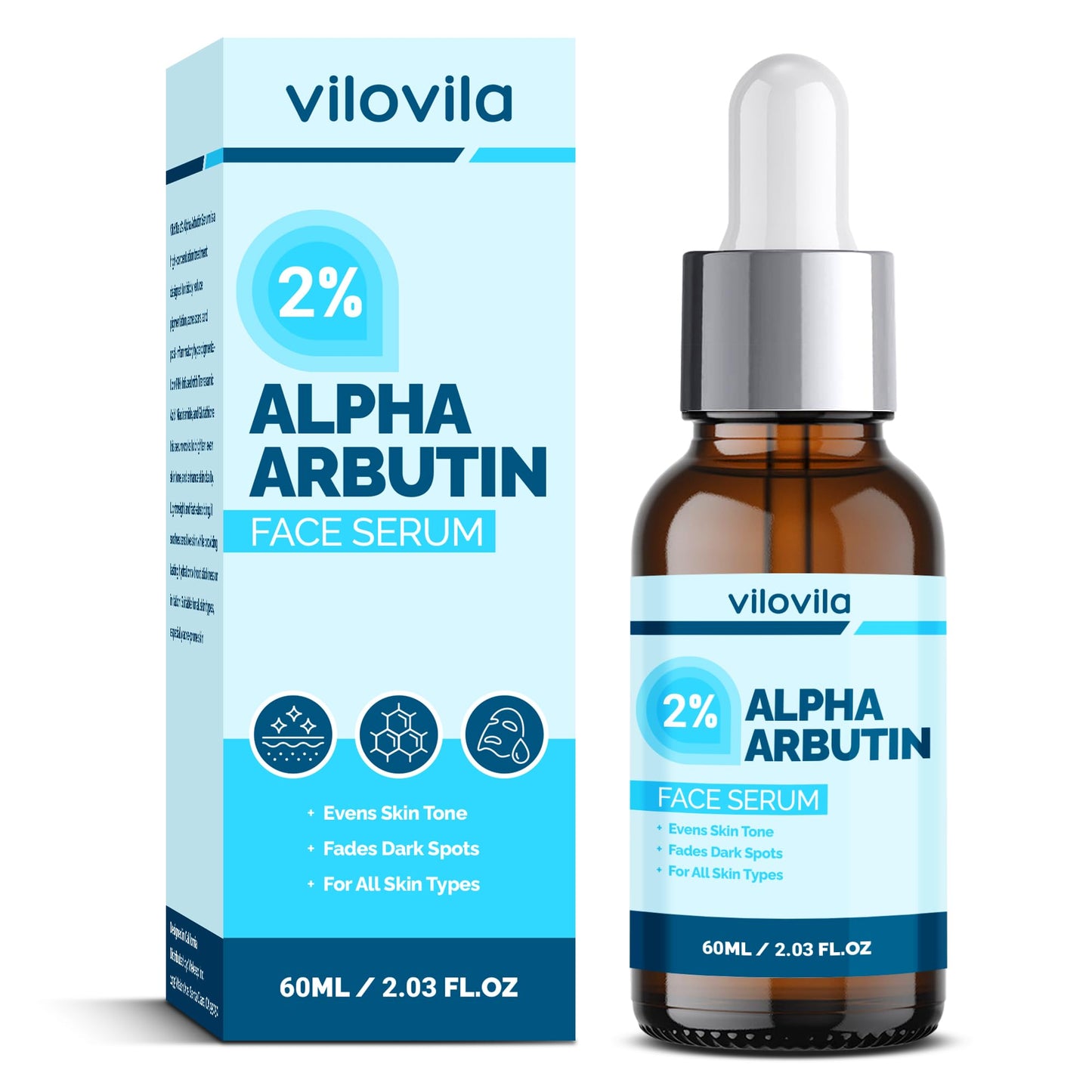 ViloVila 2% Alpha Arbutin Face Serum (2 Fl oz), Alpha Arbutin 2% + HA for Men and Women, Face Serum with Niacinamide & Tranexamic Acid, Hydrating Beauty & Personal Care ViloVila