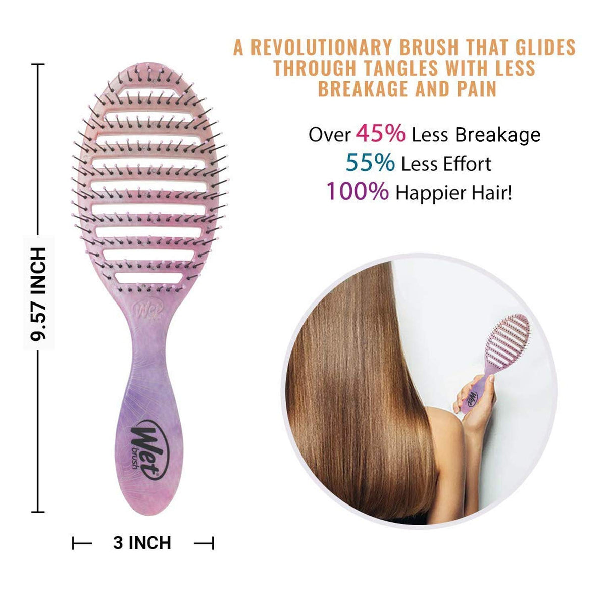 Wet Brush Speed Dry Hair Brush - Sea Shells - Vented Design and Ultra Soft HeatFlex Bristles Are Blow Dry Safe With Ergonomic Handle Manages Tangle