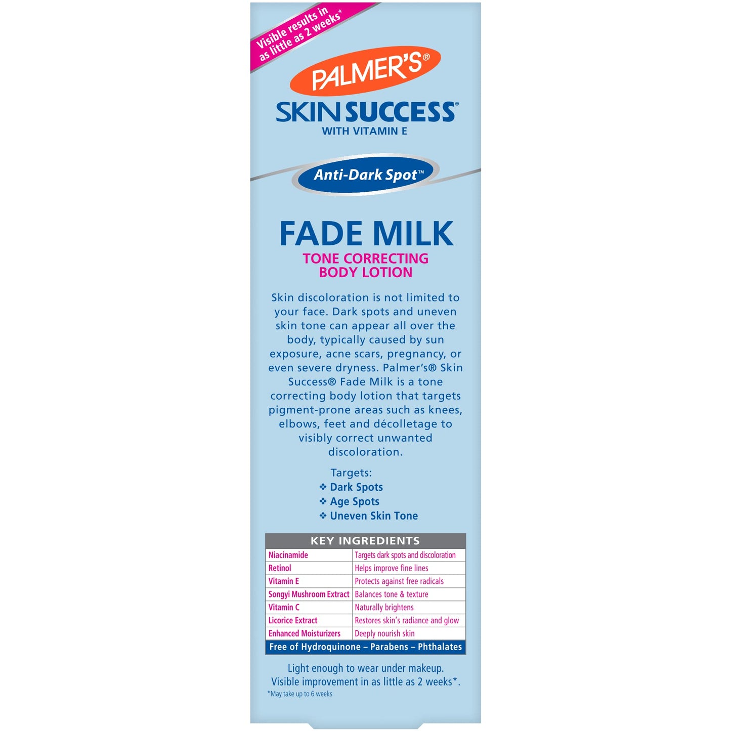 Palmer's Skin Success Anti-Dark Spot Fade Milk Body Lotion, 8.5 Oz, Moisturizer with Niacinamide, Fades Age Spots, Helps Uneven Skin Tone Beauty & Personal Care Palmer's