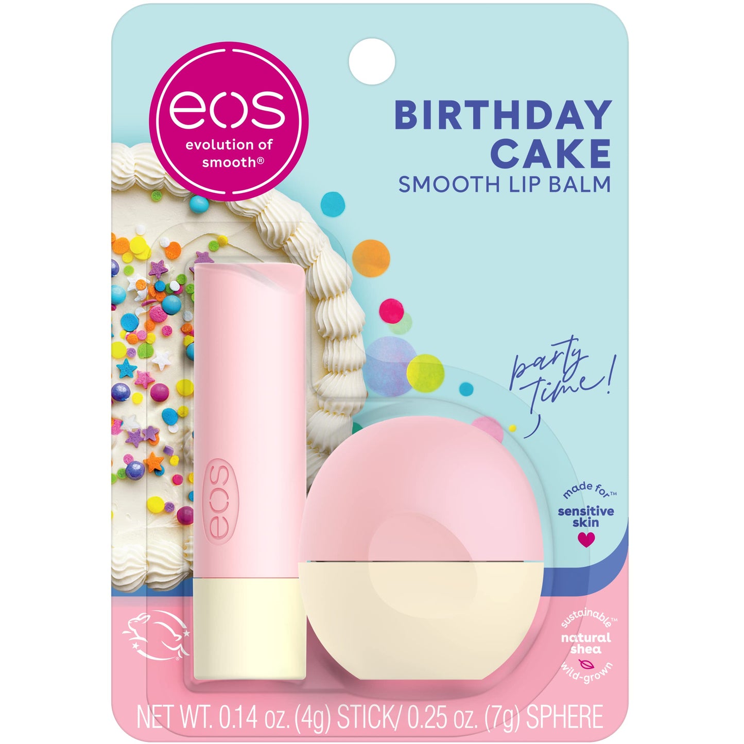eos Natural Shea Lip Balm- Birthday Cake, All-Day Moisture Lip Care Products, 0.39 oz Beauty & Personal Care eos
