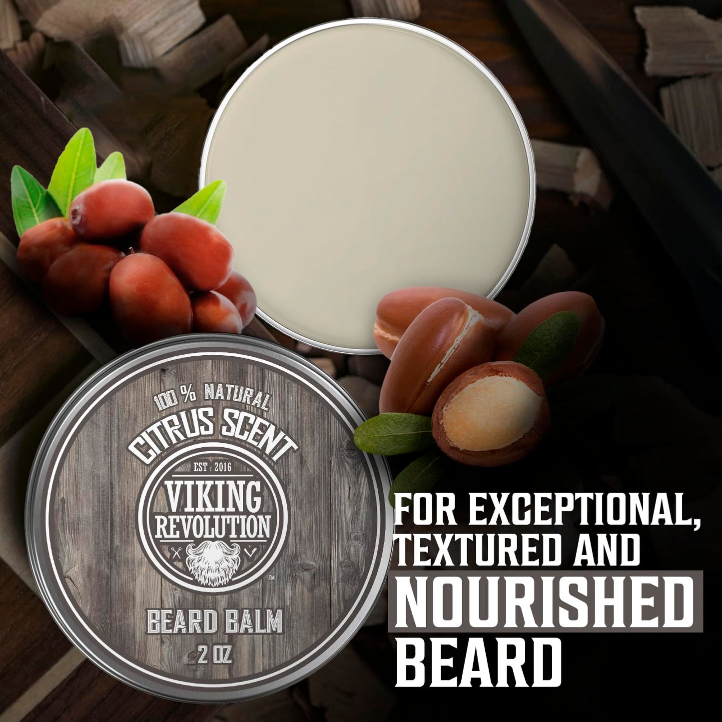 Viking Revolution BEST DEAL Beard Balm with Argan Oil & Mango Butter - Styles, Strengthens & Softens Beards & Mustaches - Citrus Scent Leave Beauty & Personal Care Viking Revolution