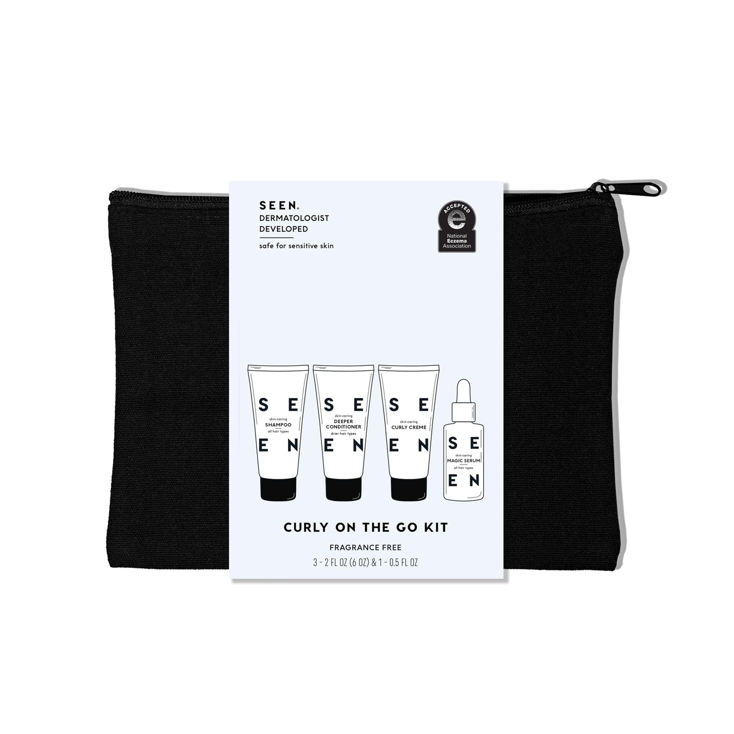 SEEN Curly On The Go Kit, Fragrance Free - Non-Comedogenic & Safe for Sensitive Skin - Curl-Defining Styling Hair Bundle - Anti Frizz - Heat Beauty & Personal Care SEEN