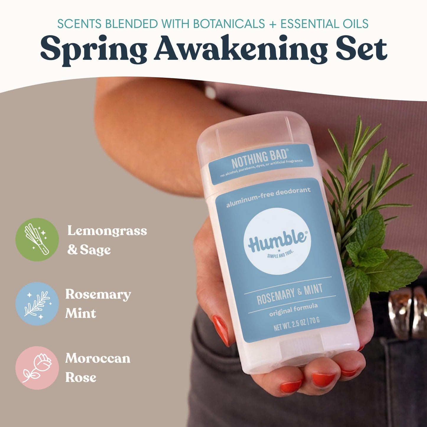 Humble Aluminum-Free Deodorant for Women & Men, Spring Awakening - Clean & Fresh Natural Deodorant Stick with Essential Oils for Long-Lasting Odor Beauty and Personal Care HUMBLE SIMPLE AND TRUE.