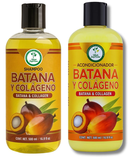 Batana Oil Shampoo with Collagen, Rosemary & Aloe Vera & Conditioner Combo - 16.9 fl oz Each - Nourishing & Moisturizing Combo - Salt-Free Beauty & Personal Care HIGH SUPREME