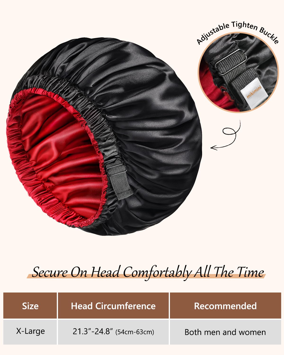 mikimini Satin Bonnet for Men and Women, Reversible Double Layer Sleeping Bonnet for Hair Braids with Anti-slip Adjustable Elastic Band Super Soft Beauty & Personal Care mikimini