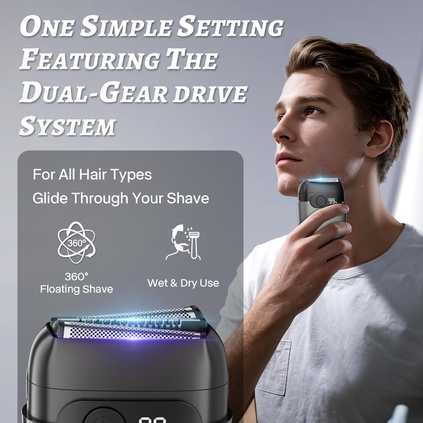 Electric Foil Shaver for Men, Compact 3D Floating Shaving Heads, Electric Razor for Men, IPX8 Waterproof, USB-C Fast Energy, 90-Min Runtime, LED Beauty and Personal Care MALEGEBAZ