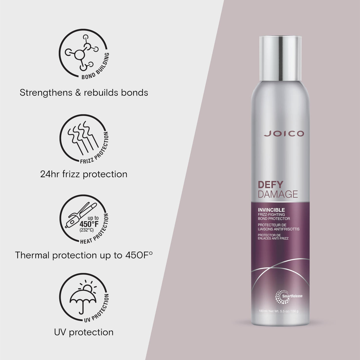 Joico Defy Damage Invincible Frizz-Fighting Bond Protector | 24 Hour Frizz Protection | Thermal Heat & Humidity Protection | Boost Shine | Reduce Beauty & Personal Care Joico