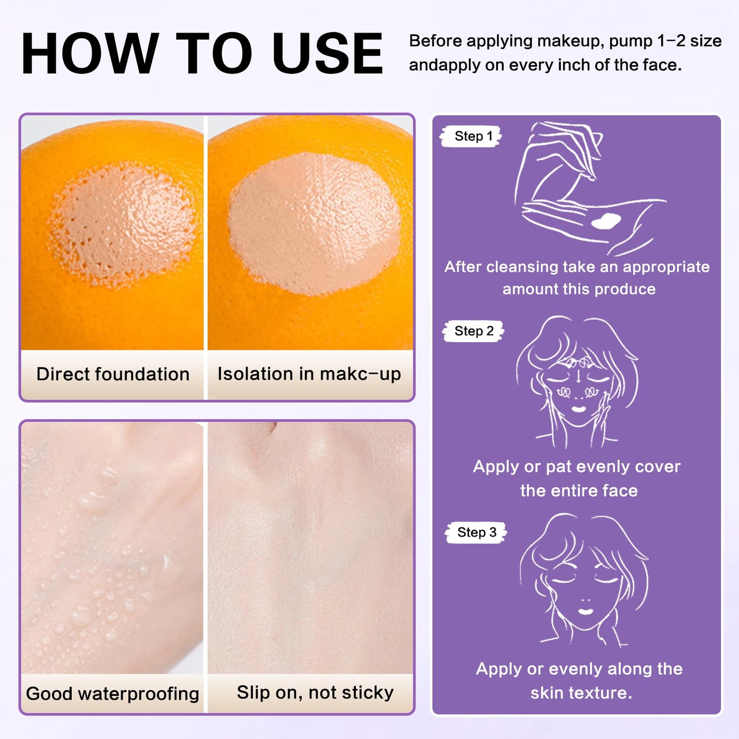 QIUFSSE 2PCS Color Correcting Primer Face Makeup with Powder Puff,Face Primer with SPF 50,Oil Control Primer Makeup,Hydrates and Moisturizes,Radiance Beauty and Personal Care QIUFSSE