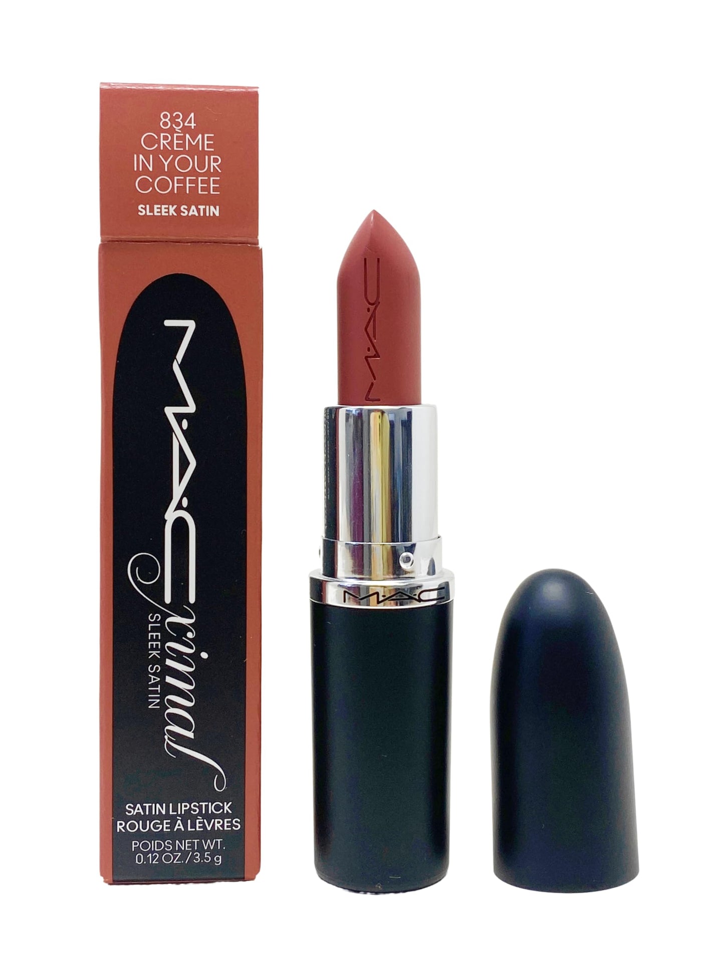 MAC Ximal Sleek Satin Lipstick - 834 Creme In Your Coffee (Midtone pink brown) 0.12 Oz / 3.5 g Beauty & Personal Care MAC