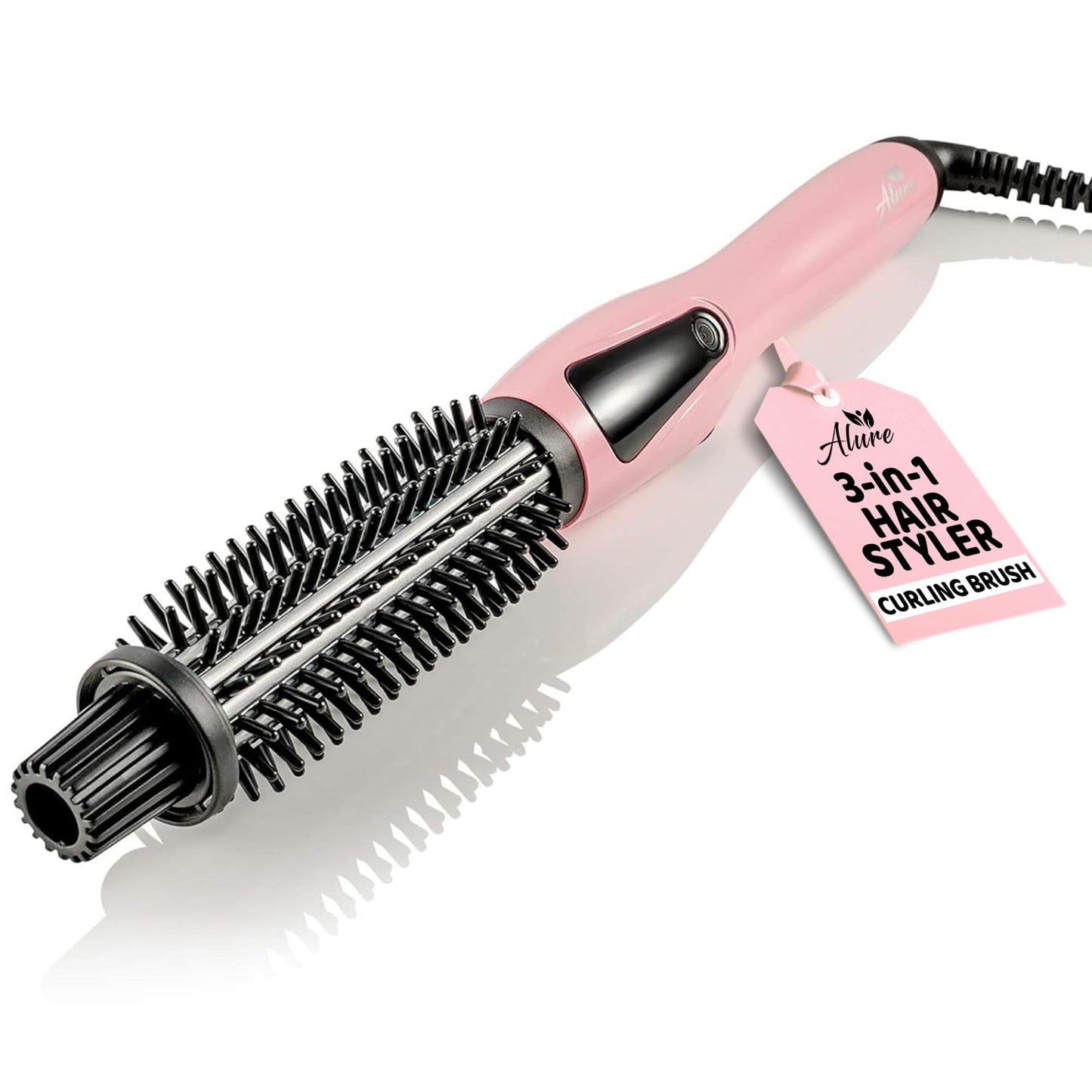 Alure Heated Styling Brush - 3-in-1 Ionic Hair Curler/Straightener with Anti-Scald Nylon Bristles, Electric Curl Wand for All Hair Types, Ideal as a Beauty & Personal Care Alure
