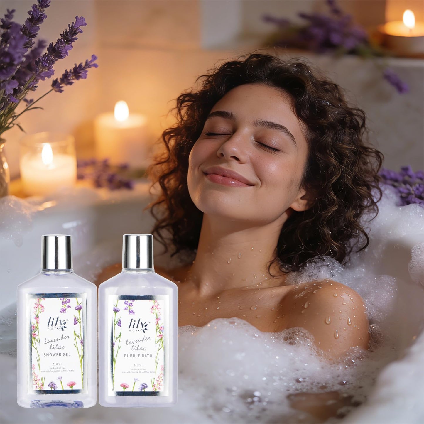 Mothers Day Gifts for Women - 15-Piece Lavender Bath and Body Gift Basket Set for Women, Spa Gift Basket, Bath Set | Birthday, Valentines Day Gifts Beauty & Personal Care LILY ROY