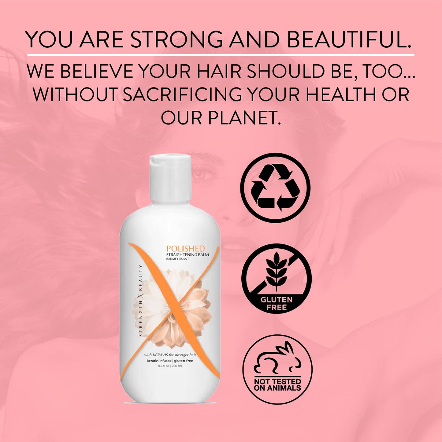 Strength x Beauty - Polished Smoothing Balm - Frizz Eliminating Shine Balm for Smooth, Silky Hair - Keratin-Infused Gluten-Free Formula w/Keravis PE Beauty & Personal Care Strength x Beauty