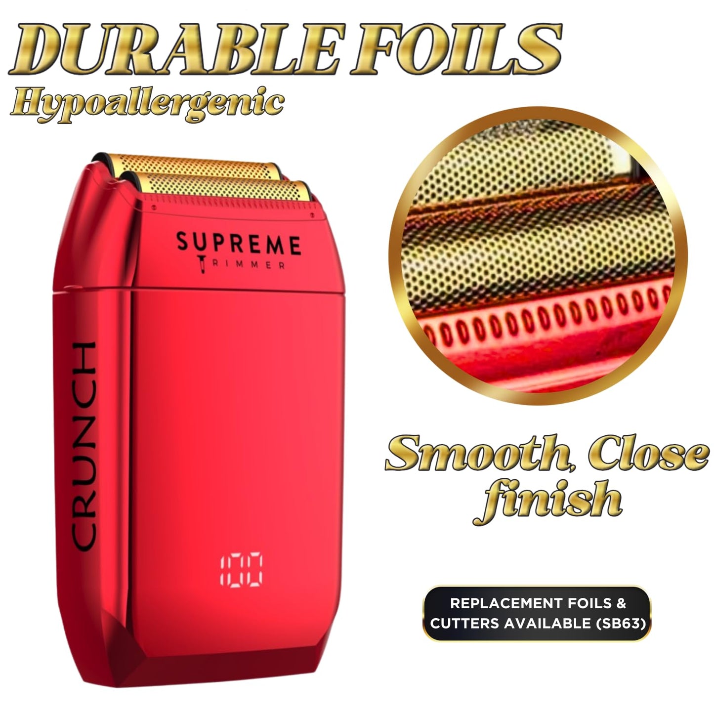 Supreme Trimmer Replacement Foil & Cutter SB63 - Hypoallergenic Foil for Crunch STF602 - Red Beauty and Personal Care Supreme Trimmer