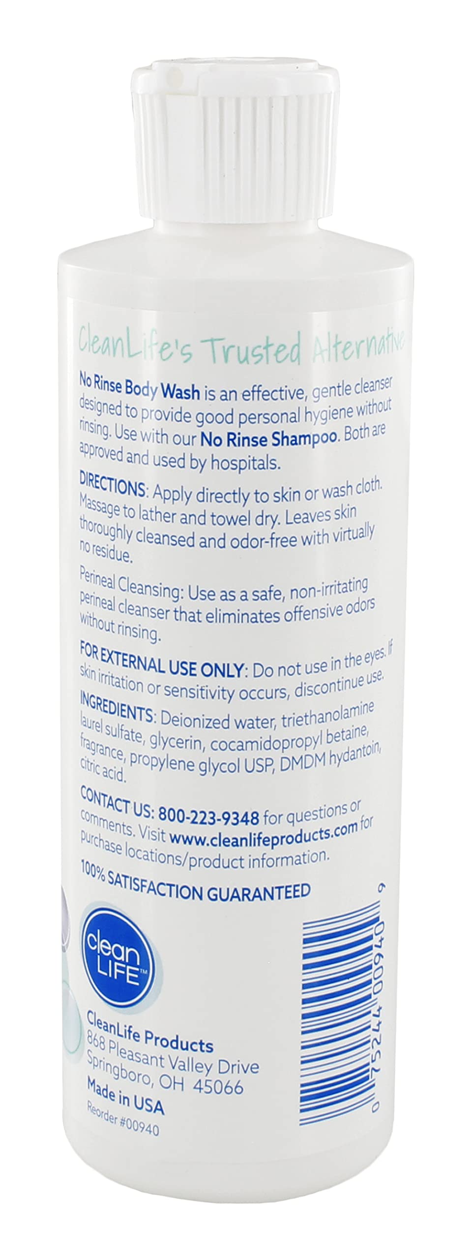 No-Rinse Body Wash 8 fl oz (Pack of 6) - Waterless, Rinse Free Formula Cleans, Moisturizes & Eliminates Odor | Sensitive Skin Safe | For Surgery Beauty & Personal Care No-Rinse