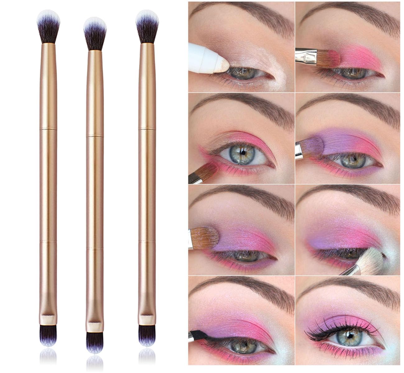 Vôsaidi Professional Shader Eyeshadow Brush Makeup Brush Dual Sides Eyeshadow Applicator Soft Makeup Eye Brushes for Eye shadow Eyeliner applicator Beauty & Personal Care Vôsaidi