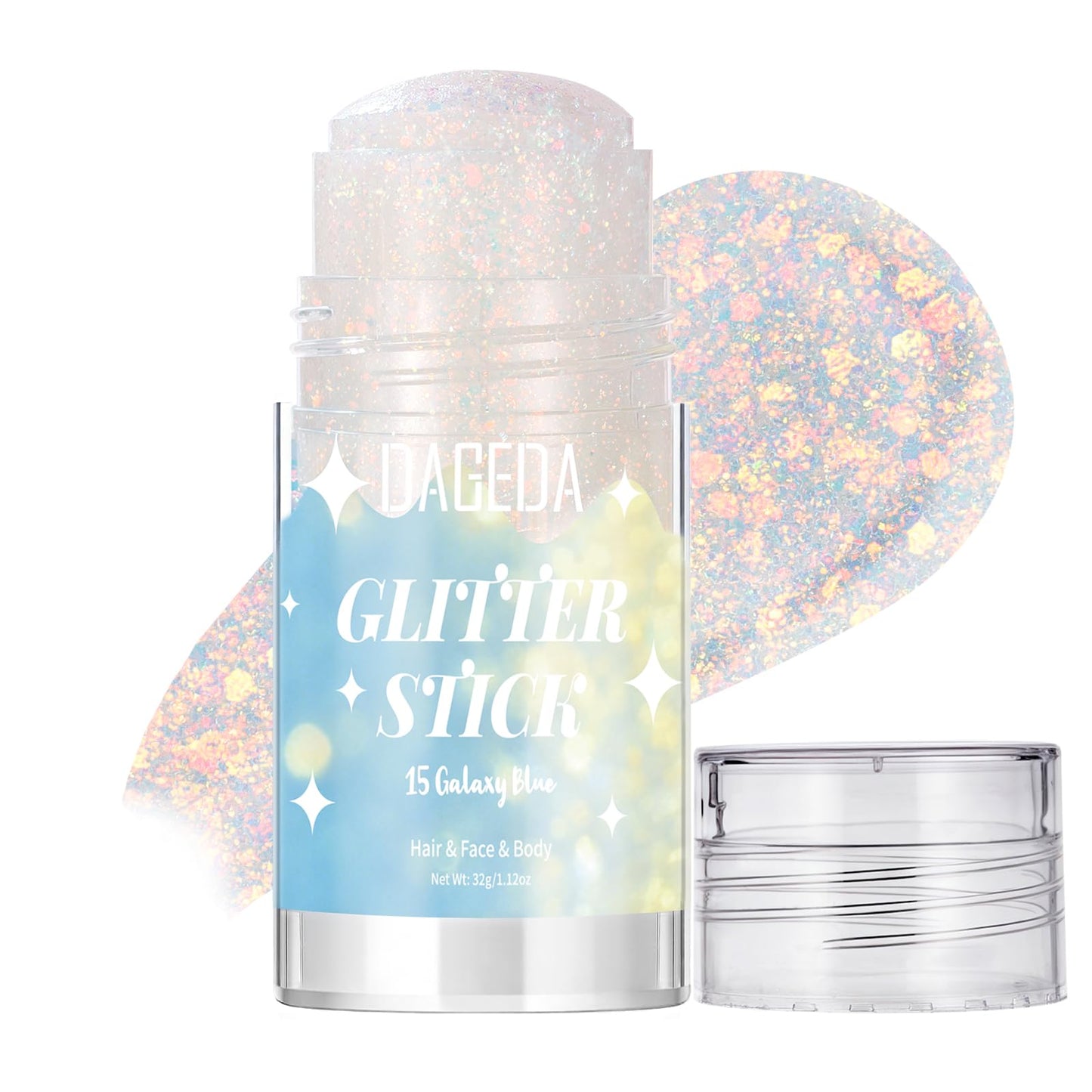 DAGEDA Galaxy Blue Body Glitter Stick,Sparkly Hair Face Glitter Makeup for Women Rave Outfit Accessories,Holographic Mermaid Glitters Face Paint Stick Beauty and Personal Care DAGEDA Default Title