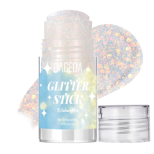 DAGEDA Galaxy Blue Body Glitter Stick,Sparkly Hair Face Glitter Makeup for Women Rave Outfit Accessories,Holographic Mermaid Glitters Face Paint Stick Beauty and Personal Care DAGEDA Default Title