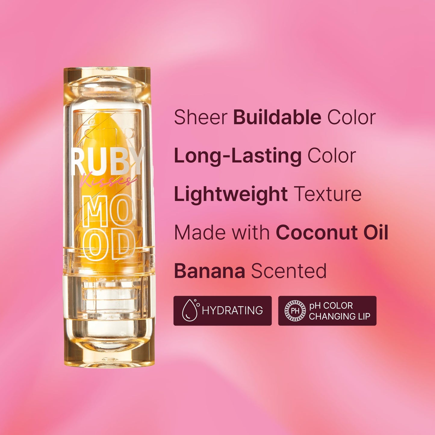 Ruby Kisses Staining Mood Lipstick, pH Color Changing Lip Balm Tint, Lightweight Hydrating Formula with Coconut Oil, Temperature-Reactive Long Beauty & Personal Care Ruby Kisses
