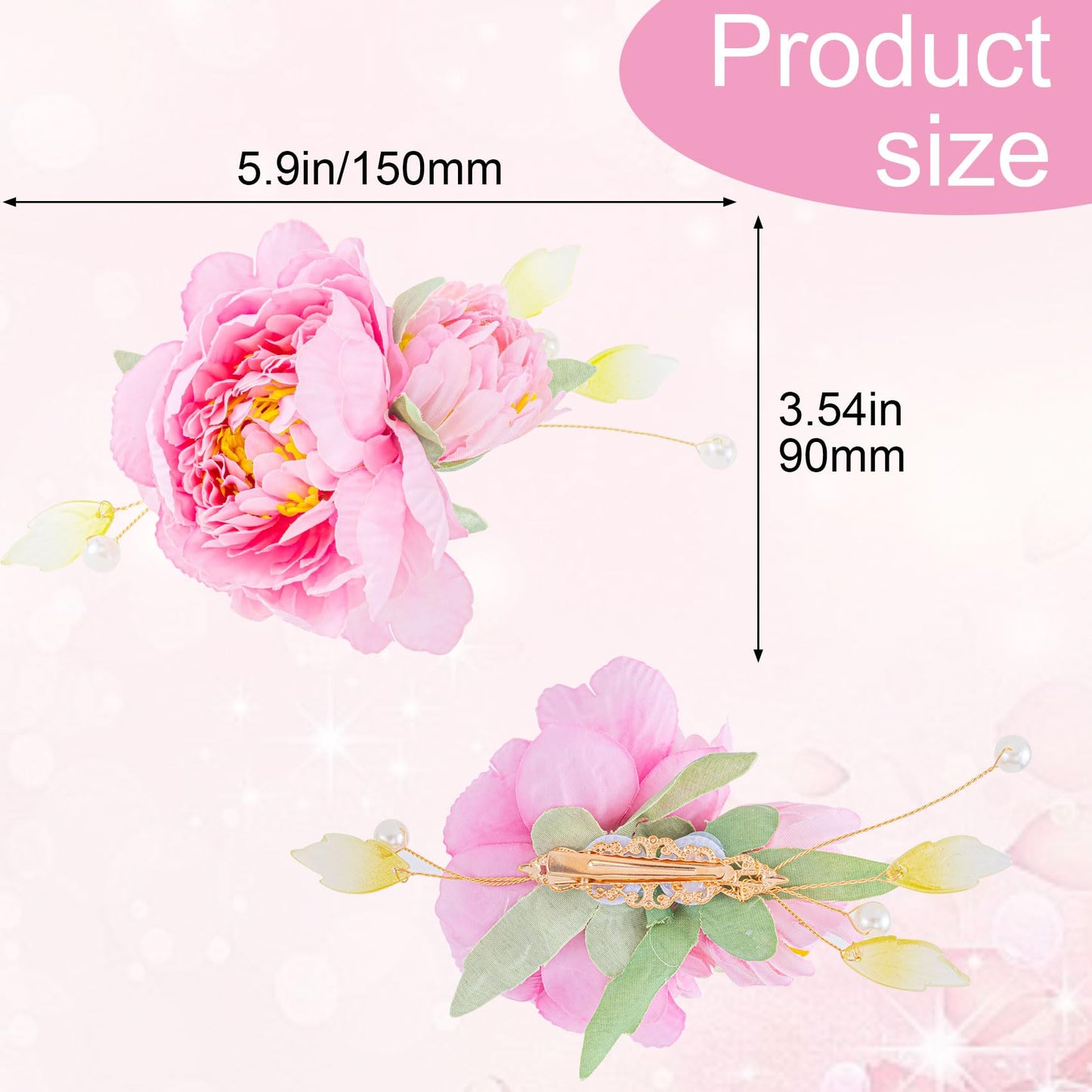 HINZIC 2pcs Silk Flower Hair Clips for Women, 2 in 1 Flower Brooch, Pearl Floral Hair Pins Barrettes for Women Girls Brides Party Wedding Decor Hair Beauty & Personal Care HINZIC