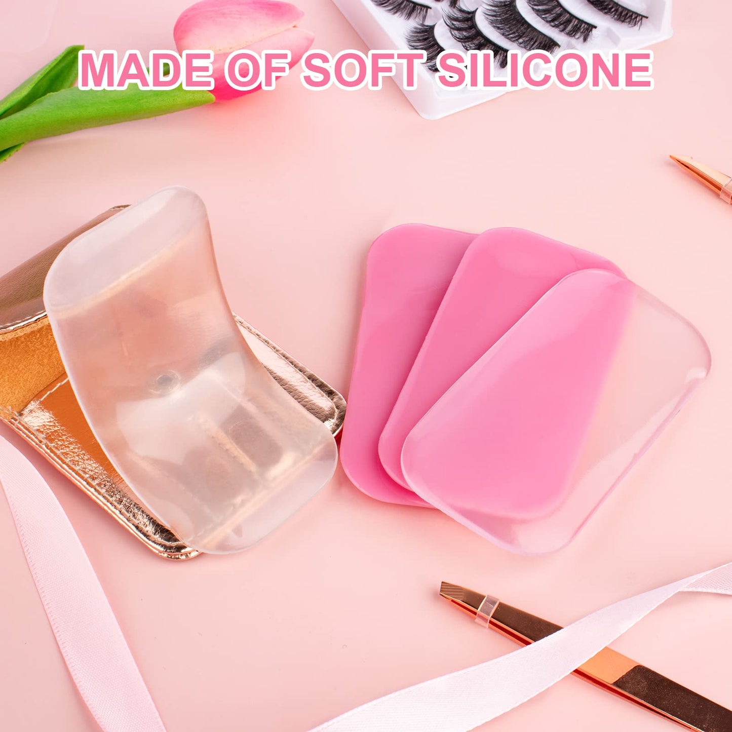 4 Pieces Silicone Lash Pad Rectangle Silicone Eyelash Extension Pad Loose False Lashes Holder Lash Grafting Gasket Pallet Reusable Silicone Pad Beauty & Personal Care Rolybag