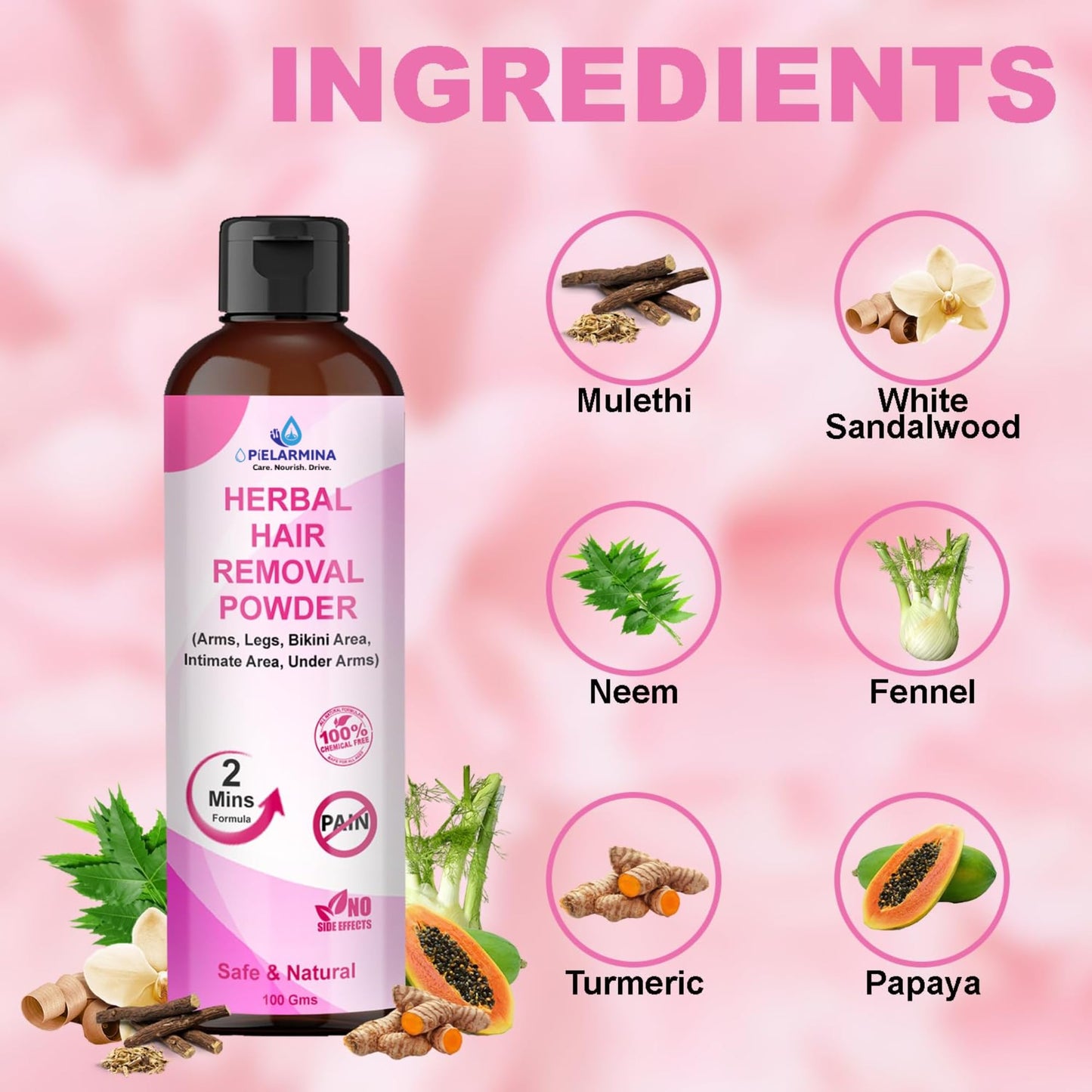 PÍELARMINA Hair Removal Powder - for Underarms, Bikini Area & Intimate Area - 2 Min Full Body Hair Removal for Men & Women Beauty and Personal Care PÍELARMINA