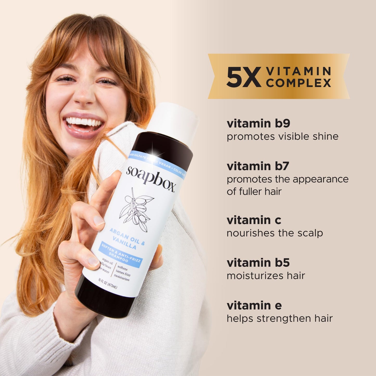Soapbox Argan Oil & Vanilla Shampoo & Conditioner Set, Leaves Hair Smooth & Controls Frizz - Clean Ingredients Free of Harsh Chemicals, Sulfates Beauty & Personal Care Soapbox