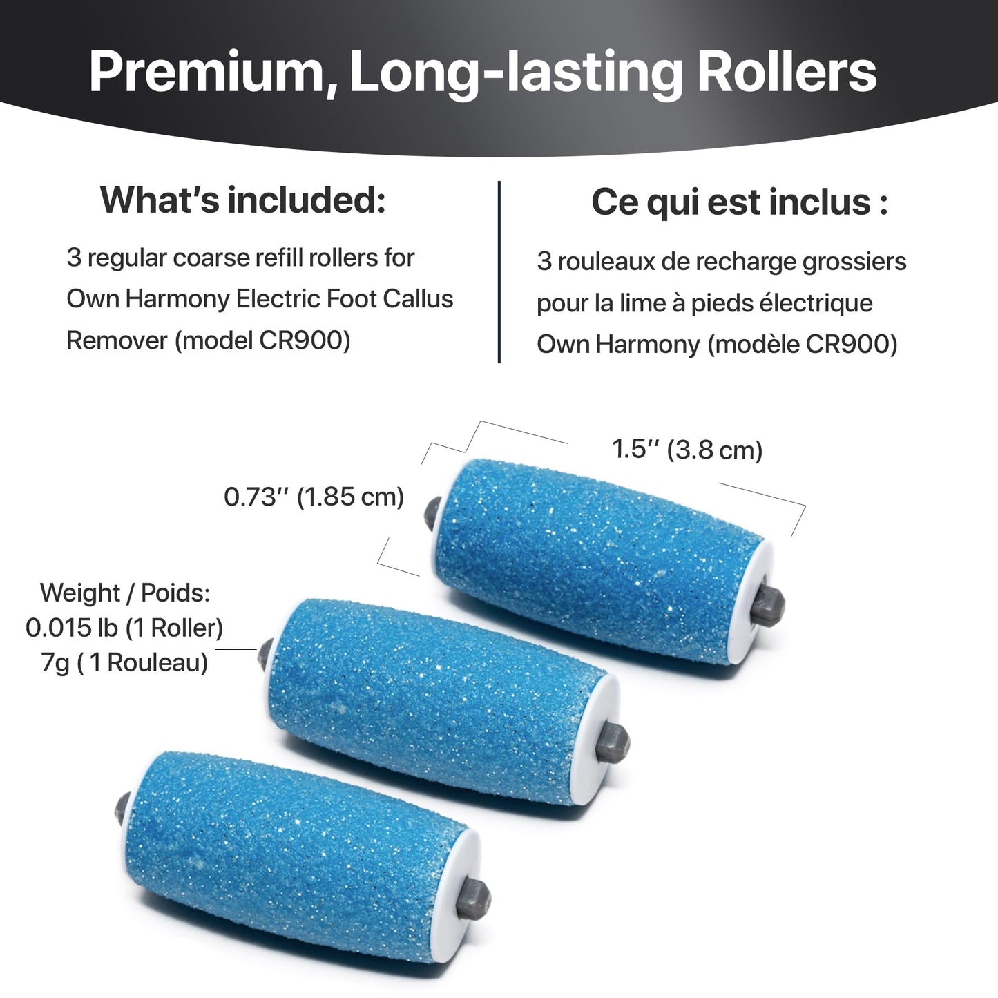 Own Harmony Refill Rollers Best Fit for Electric Callus Remover CR900 - Foot Care for Healthy Feet - Pedicure File Tools - Replacement 3 Pack (Regular Beauty & Personal Care Own Harmony