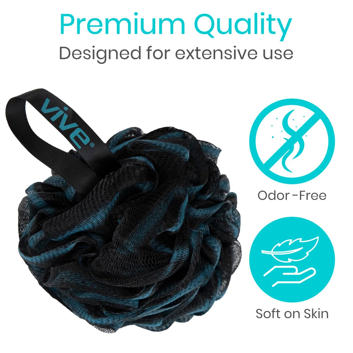 Vive Loofah Sponge Replacement (4 Pk) Shower & Bath Pouf Scrubber for Back & Body Exfoliation, Works with Vive Interchangeable Loofa Handle Long Brush Beauty and Personal Care Vive