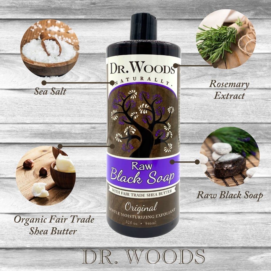 Dr. Woods Naturally Original Gentle Moisturizing, Raw Black Soap 32 oz (Pack of 6) Beauty & Personal Care Dr. Woods