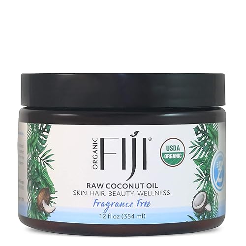 Organic Fiji Cold Pressed Coconut Oil Extra Virgin, Fragrance-Free for Hair, Skin, Face & Body Natural Moisturizer & Massage Oil for Women, Men & Baby Beauty & Personal Care Organic Fiji