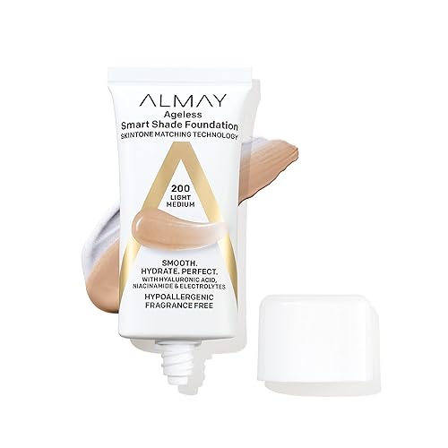 Almay Anti-Aging Foundation, Smart Shade Face Makeup with Hyaluronic Acid, Niacinamide, Vitamin C & E, Hypoallergenic-Fragrance Free, 200 Light Beauty & Personal Care Almay