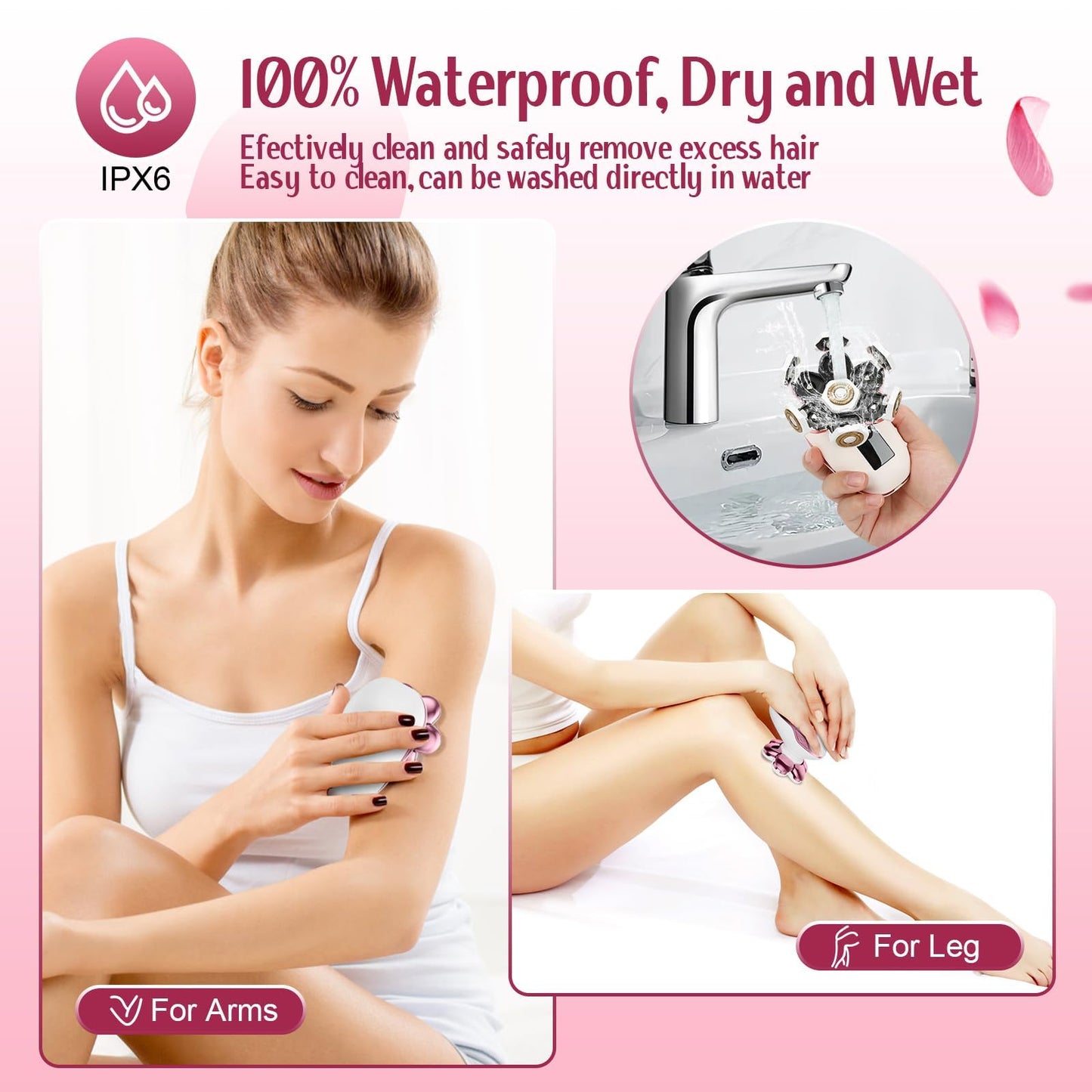 Electric Razors for Women, 7D Floating Head Cordless Shaver, Wet/Dry Painless Hair Remover with Detachable Head, Waterproof for Face, Legs, Underarm Beauty and Personal Care CIVZNG