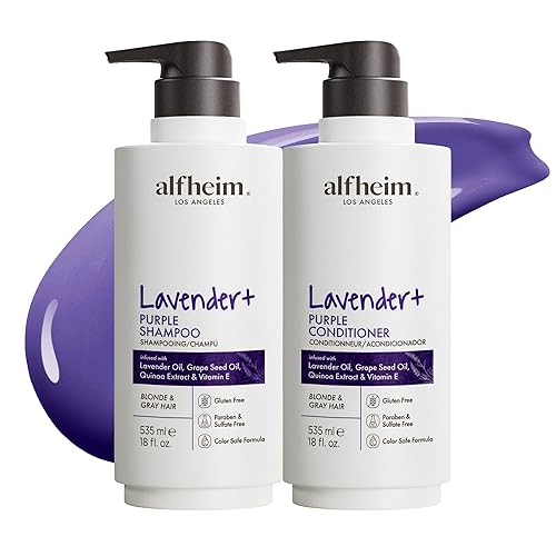 ALFHEIM Lavender+ Purple Shampoo & Conditioner Set for Blonde, Silver & Color-Treated Hair - Deeply Hydrates & Restores Cool Radiance - with Quinoa Beauty & Personal Care ALFHEIM