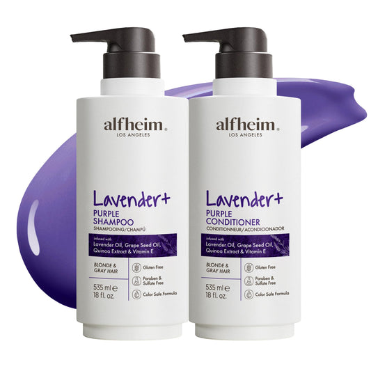 ALFHEIM Lavender+ Purple Shampoo & Conditioner Set for Blonde, Silver & Color-Treated Hair - Deeply Hydrates & Restores Cool Radiance - with Quinoa Beauty & Personal Care ALFHEIM