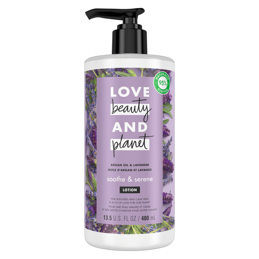 Love Beauty and Planet Soothe & Serene Body Lotion for Soothed Skin Argan Oil & Lavender Natural Ingredients, Plant-Based Moisturizers, Vegan Beauty & Personal Care Love Beauty And Planet