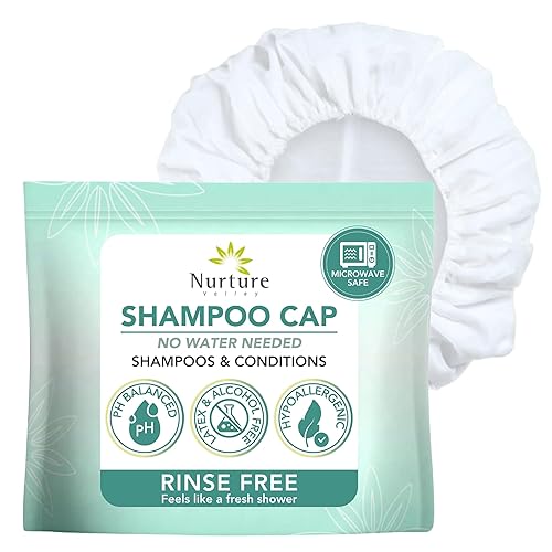 No Water Rinse Free Shampoo Cap by Nurture | Microwavable Hair Washing & Conditioning Shower Caps | Waterless Bathing | Disposable & Hypoallergenic Beauty & Personal Care Nurture Valley