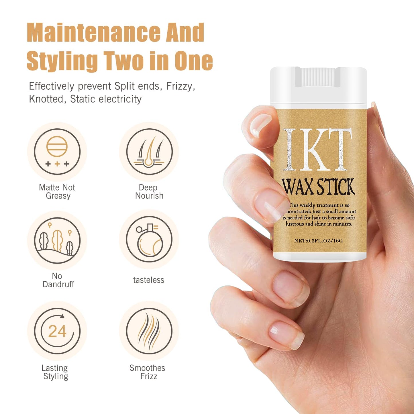 Shiyalan IKT Coconut Hair Wax Stick, Hair Wax Stick for Wigs, Strong Hold Non-greasy Styling Hair Pomade Stick Beauty and Personal Care Shiyalan